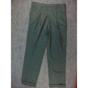 Dockers Pants Mens 36x31 Pleated Dark Green Solid Business Casual Retro Trousers